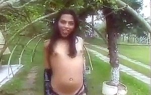 Horny teen tranny banged outdoor