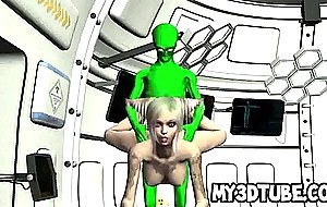 Busty inked 3d babe getting fucked intense by an alien