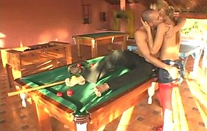 Alessandra fucks guy on a pool table