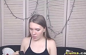 Teen with nipple piercing playing her pussy  