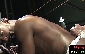 Black slave drilled and fisted by master  