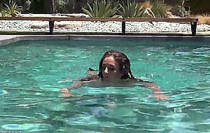 Super honey brunette slut having fun in the pool