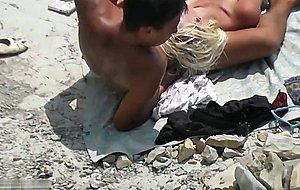 Perfect blonde nudist voyeur at beach