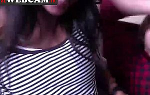 Ebony girlfriend with big tits giving her guy a bj