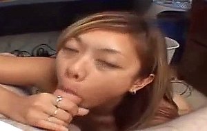 Kinky asian cutie Kimmy gives a wet blowjob