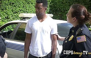 Tattooed cop and hot blondie milf enjoy fucking black dudes at the hood just for their black cocks