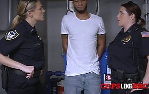 Black dude gets arrested and obligated to fuck two horny cops during a police procedure at the hood