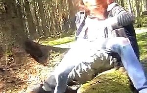 Guy and his cute girlfriend stop in the forest to ...