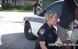 Busty officers love jacking off and sucking a massive cock