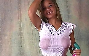 Christina model big tits belly shirt panties