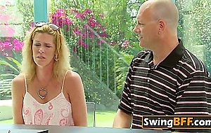 Group of swingers are playing sex games  