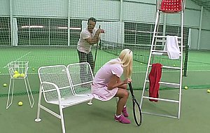 Tennis instructor fucks blonde