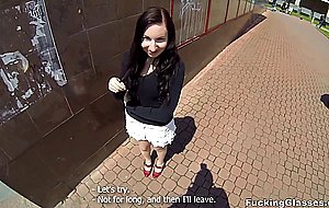 Fucking glasses - out-of-town gal fucked outside