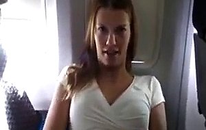 Masturbating her pussy in the airplane - free porn