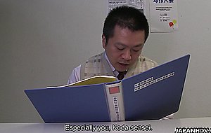 Japanese student, sayaka aishiro gives blowjobs to her professor, uncensored