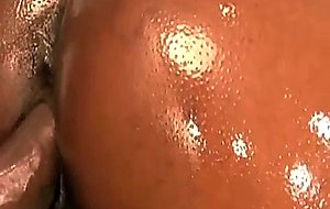 Sweet oiled ebony booty works out