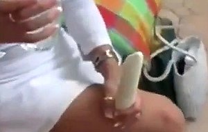 Hot blonde playing with a vibrator 2