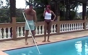 Redhead TGirl Gets Banged By Pool