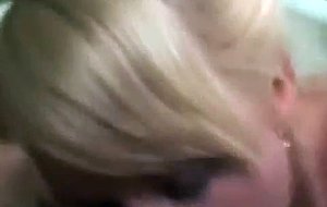 Teen blonde slut sucking a cock with effort