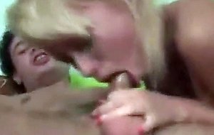 Teen blonde slut sucking a cock with effort