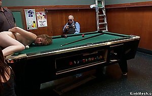 Blindfolded fucked in public pool bar