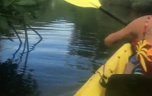 Tiny asian gets covered in cum on kayak trip, outdoor