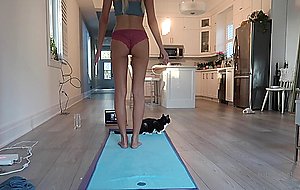A beautiful thin amateur blonde's naked yoga session