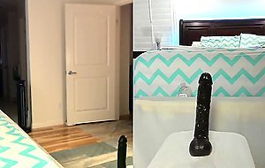 MILF rides a huge black dildo until she cums with a squirt