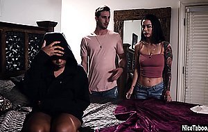 Sexy black teens roomates fucks her in group sex and she liked it