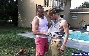 Stepson catches gay stepfather checking him out and fucks him