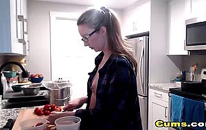 Blonde Babe on her Naked Cooking Show