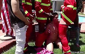 Firefighters dp bang American slut