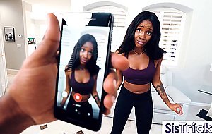 Gorgeous Ebony teen Lacey London pranked by her brother