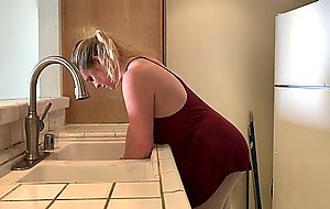 Stepmom stuck in the sink gets stepson's dick inside he