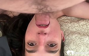 Black haired wife giving a blowjob in pov