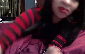 Lovely black chick masturbating on webcam