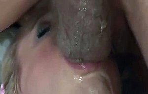 Shemale blonde gets mouth drilled by intense dick from her stud