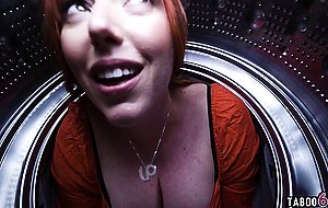 Stepsister and stepson find mom being stuck in the dryer and play a game