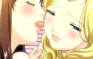 Two anime babes rubbing a cock