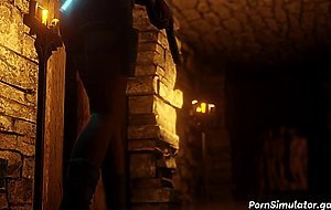 3D Lara Croft lesbian pussy licking
