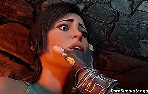 3D Lara Croft lesbian pussy licking
