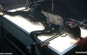 Bound ebony zippered and ass hooked