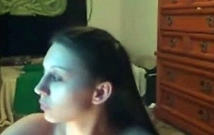 Petite girl dancing on webcam