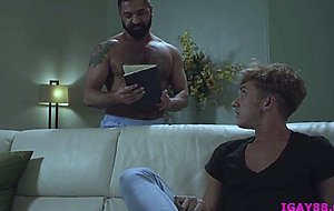 Muscled dude Cameron Basinger takes stepbrothers big hard cock