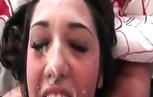 Latina cheater is fucked and given a facial