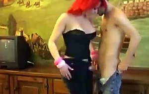 Passionate sex between redhead ts and stud
