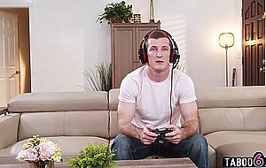 MILF mom Riley Jacobs interrupts her stepson playing a video game