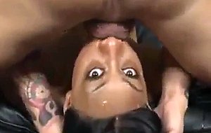 Black slut deepthroats dick