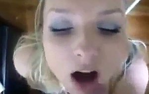 Blonde gf with sweet eyes sucks and gets facial