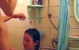 Dude disturbs his gf in the shower for sex